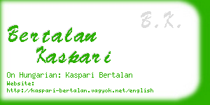 bertalan kaspari business card